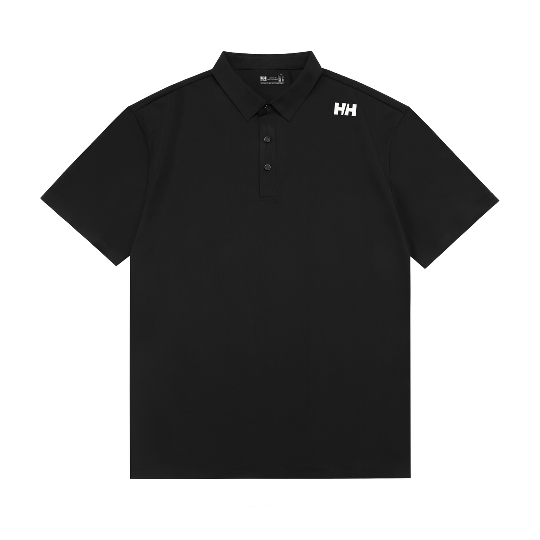 HELLY HANSEN 海丽汉森 2025新款 立体字母logo 运动舒适 冰爽丝滑 轻薄透气 男女同款 休闲polo衫 ·定制速干面料 ·进口田岛机刺绣工艺 ·领标吊牌主唛三标齐全 颜色：黑色 尺码：M-XXXL