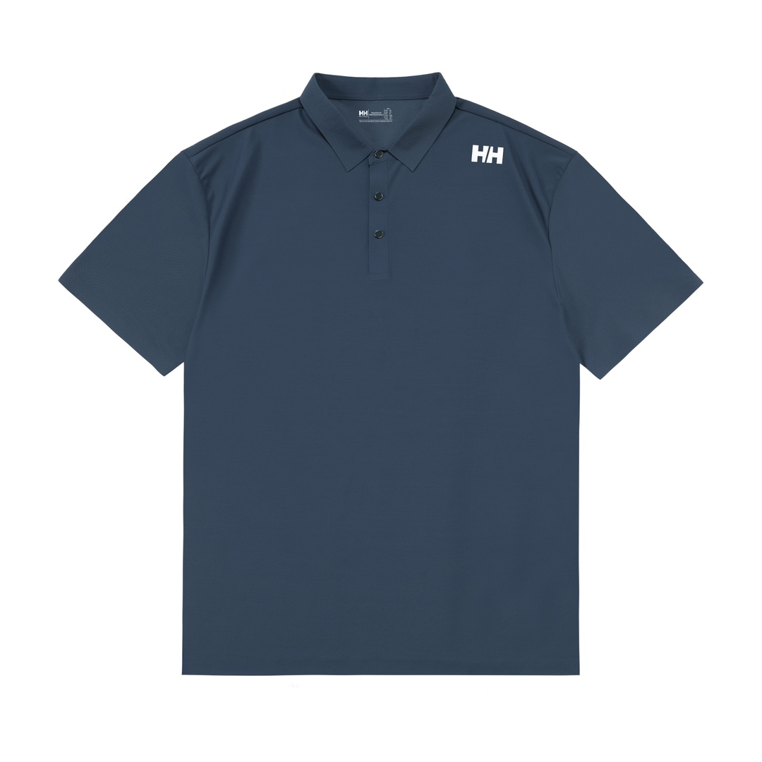 HELLY HANSEN 海丽汉森 2025新款 立体字母logo 运动舒适 冰爽丝滑 轻薄透气 男女同款 休闲polo衫 ·定制速干面料 ·进口田岛机刺绣工艺 ·领标吊牌主唛三标齐全 颜色：深蓝色 尺码：M-XXXL