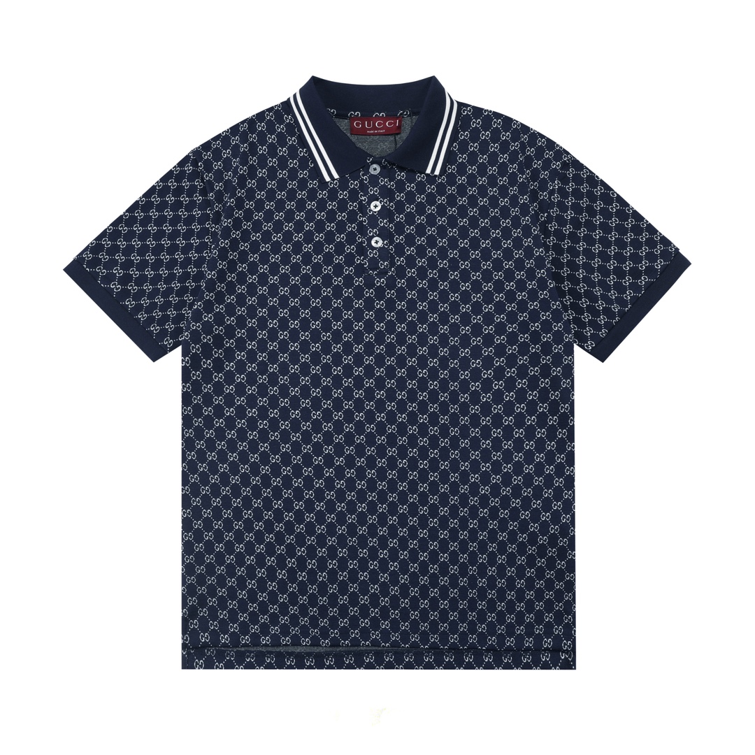 Gucci 古驰 2025 nueva colección cuello plano de color combinado logo de doble G impreso unisex polo casual ·tejido de cue…
