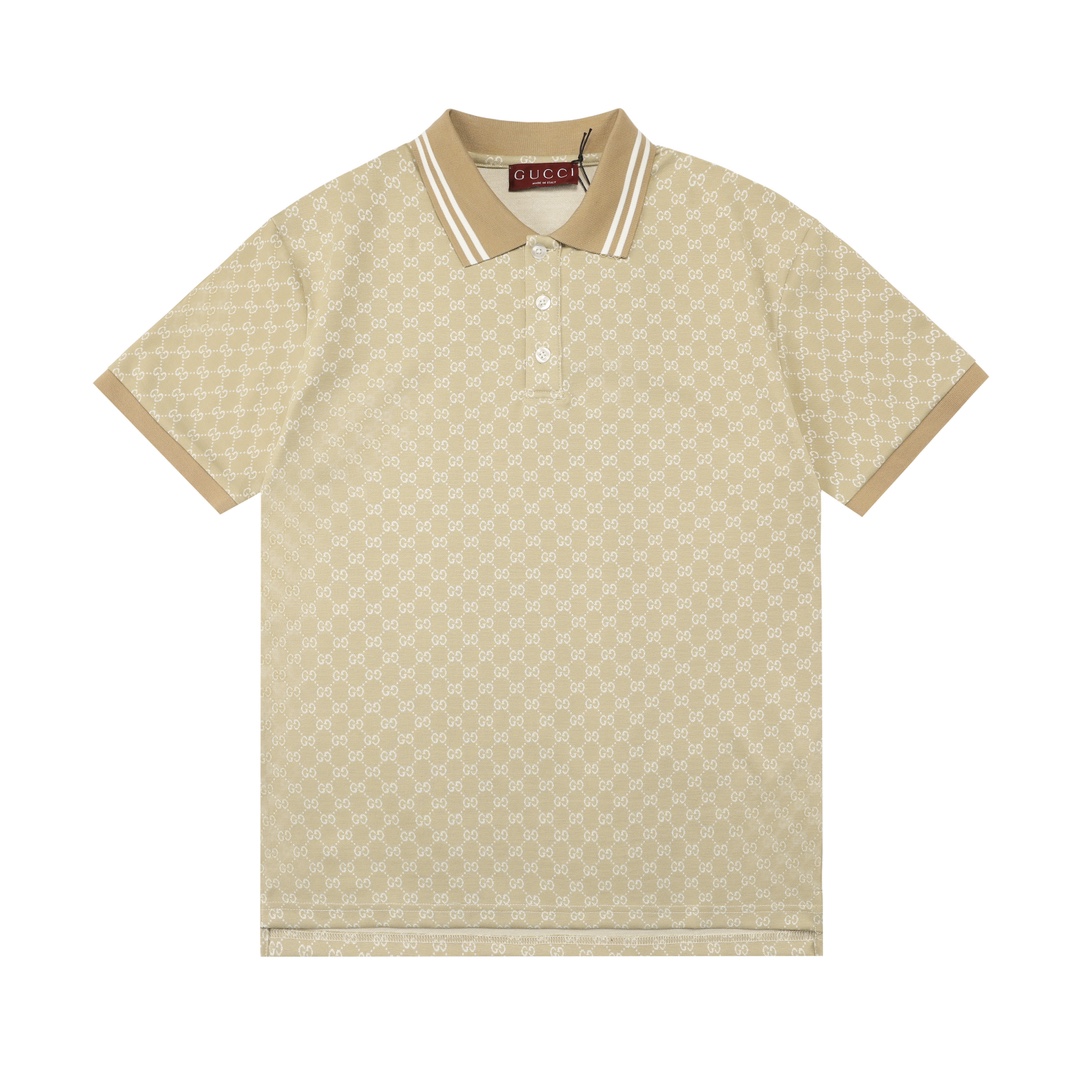 Gucci 古驰 2025 nueva colección cuello plano de color combinado logo de doble G impreso unisex polo casual ·tejido de cue…