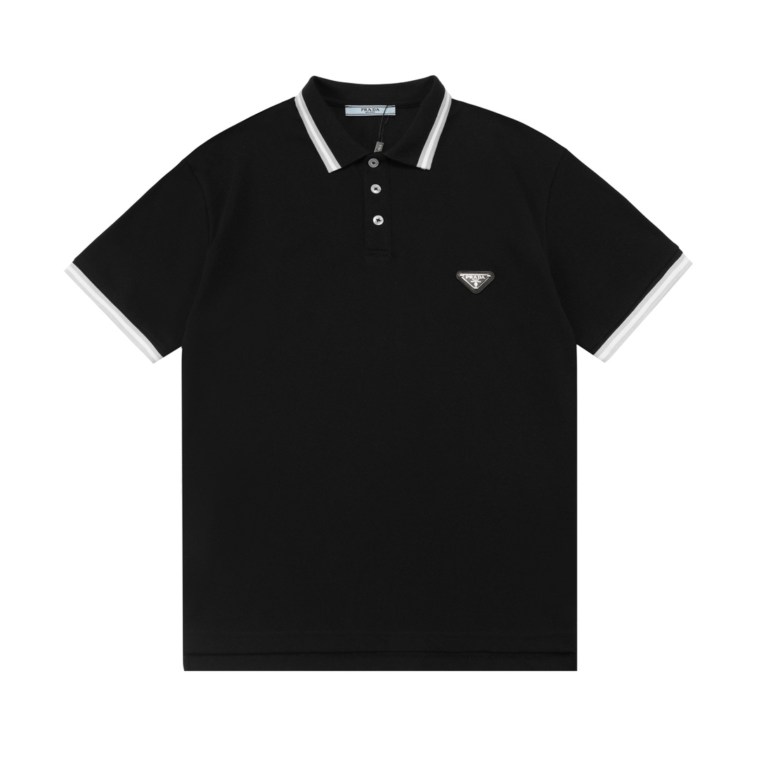 PRADA 2025 nuevo modelo Cuello plano con bloques de color personalizado Logotipo de sello de cuero triangular Mismo est…