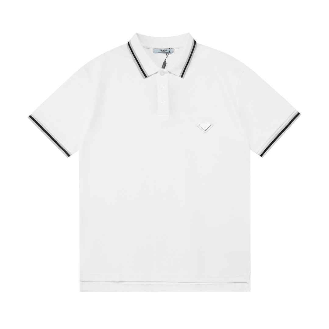 PRADA 2025 nuevo estilo Cuello plano con bloques de color personalizado Logotipo de sello de cuero triangular Mismo est…