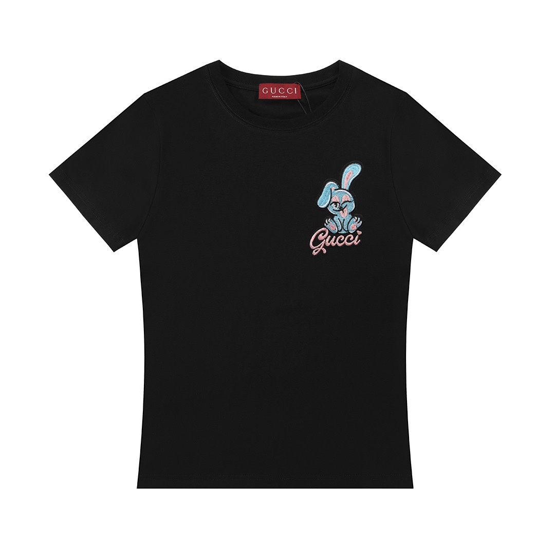 (Para mujer) Gucci 2025 nuevo modelo, logo de conejo bordado, hombros rectos, cintura ajustada, corte entallado, camise…