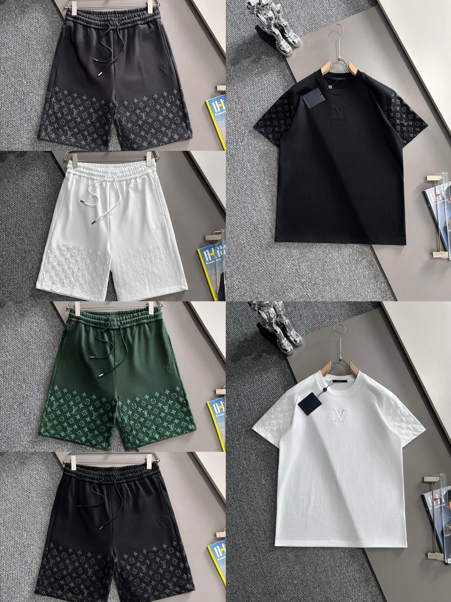  套装款！LV 驴家 2025新款 两袖植绒发泡字母logo 男女同款 短袖t恤
·定制260克100％