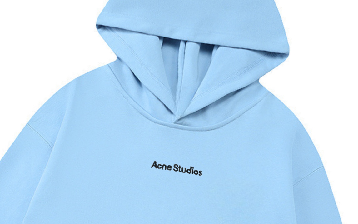 p140 Acne Studios 2025新款 高密度刺绣刺绣小字母logo 落肩OS版型 袋鼠口袋 男女同款 连帽卫衣
·定制430克重毛圈面料
·领标吊牌主唛三标齐全
颜色：蓝色
尺码：XS S M L