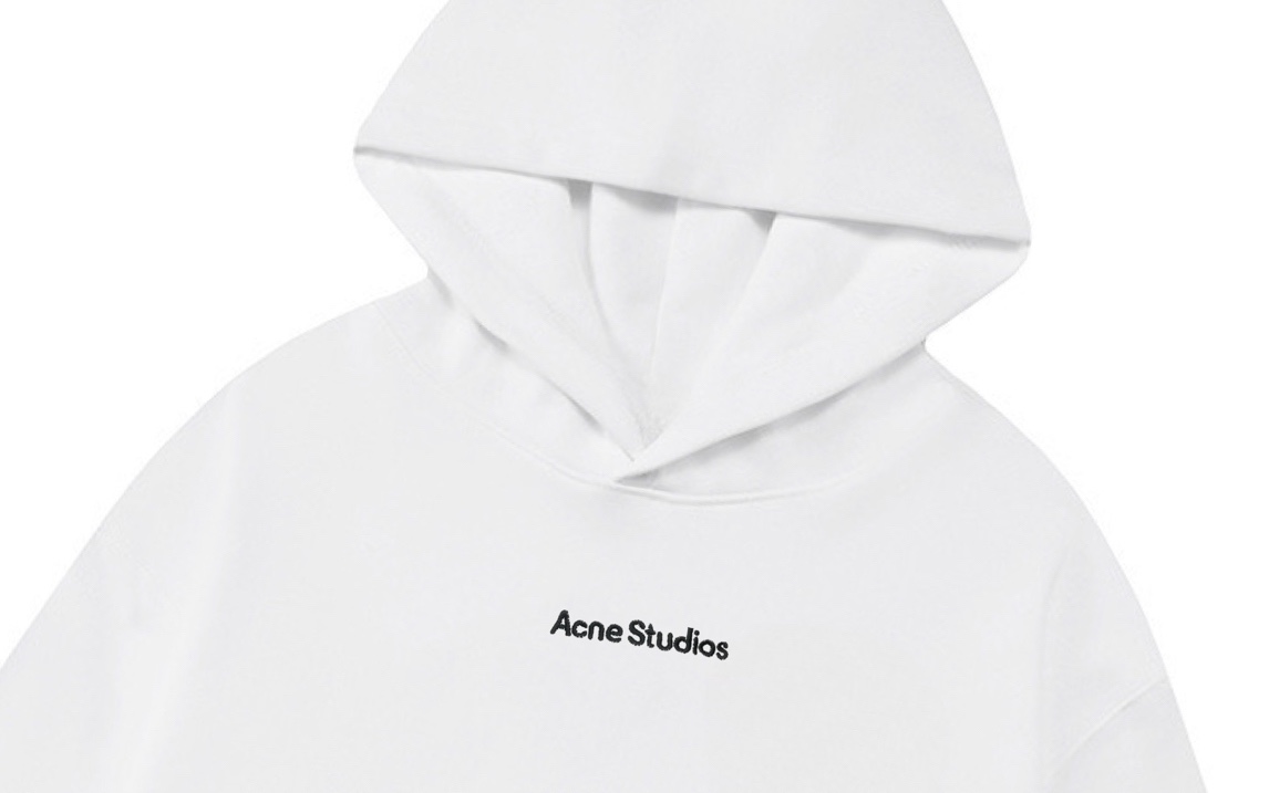 p140 Acne Studios 2025新款 高密度刺绣刺绣小字母logo 落肩OS版型 袋鼠口袋 男女同款 连帽卫衣
·定制430克重毛圈面料
·领标吊牌主唛三标齐全
颜色：白色
尺码：XS S M L