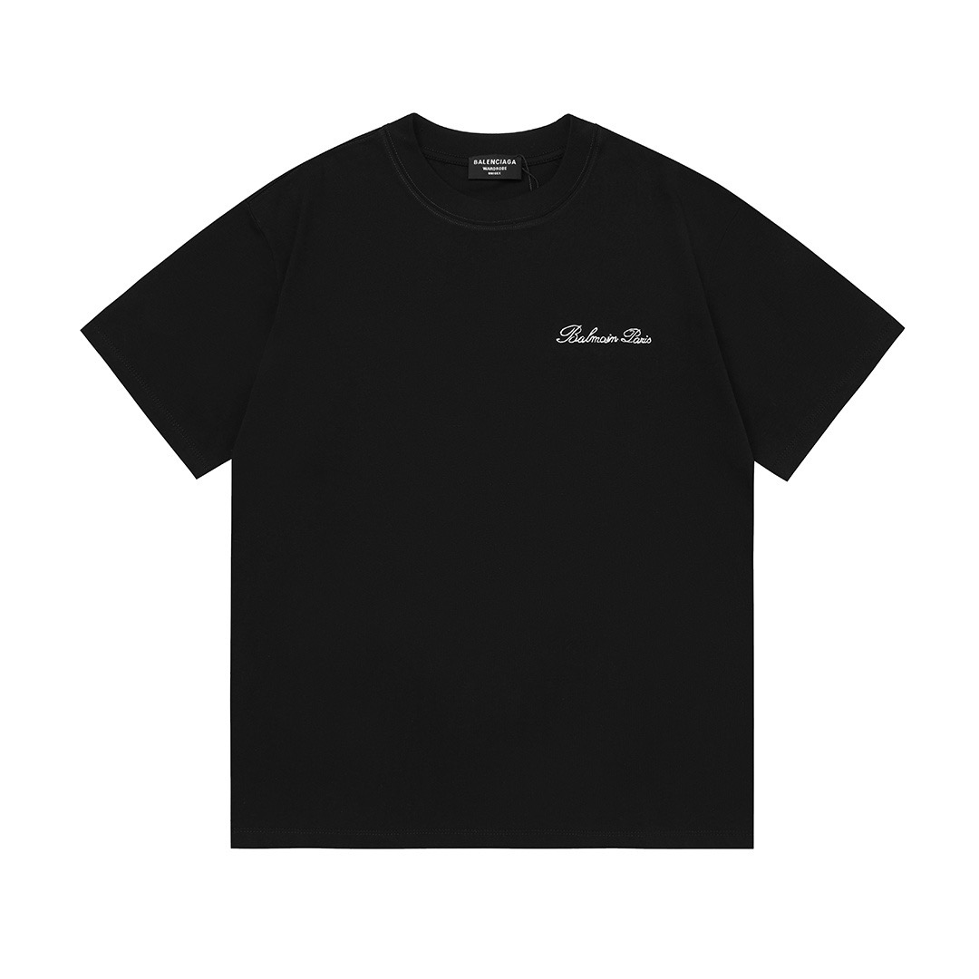P75 Balenciaga 2026 nuevo modelo, camiseta de manga corta unisex con logo bordado de letras de firma de alta densidad i…