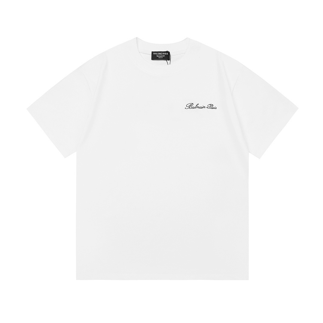 P75 Balenciaga 2026 nuevo modelo, camiseta de manga corta unisex con logo bordado de letras de firma de alta densidad i…