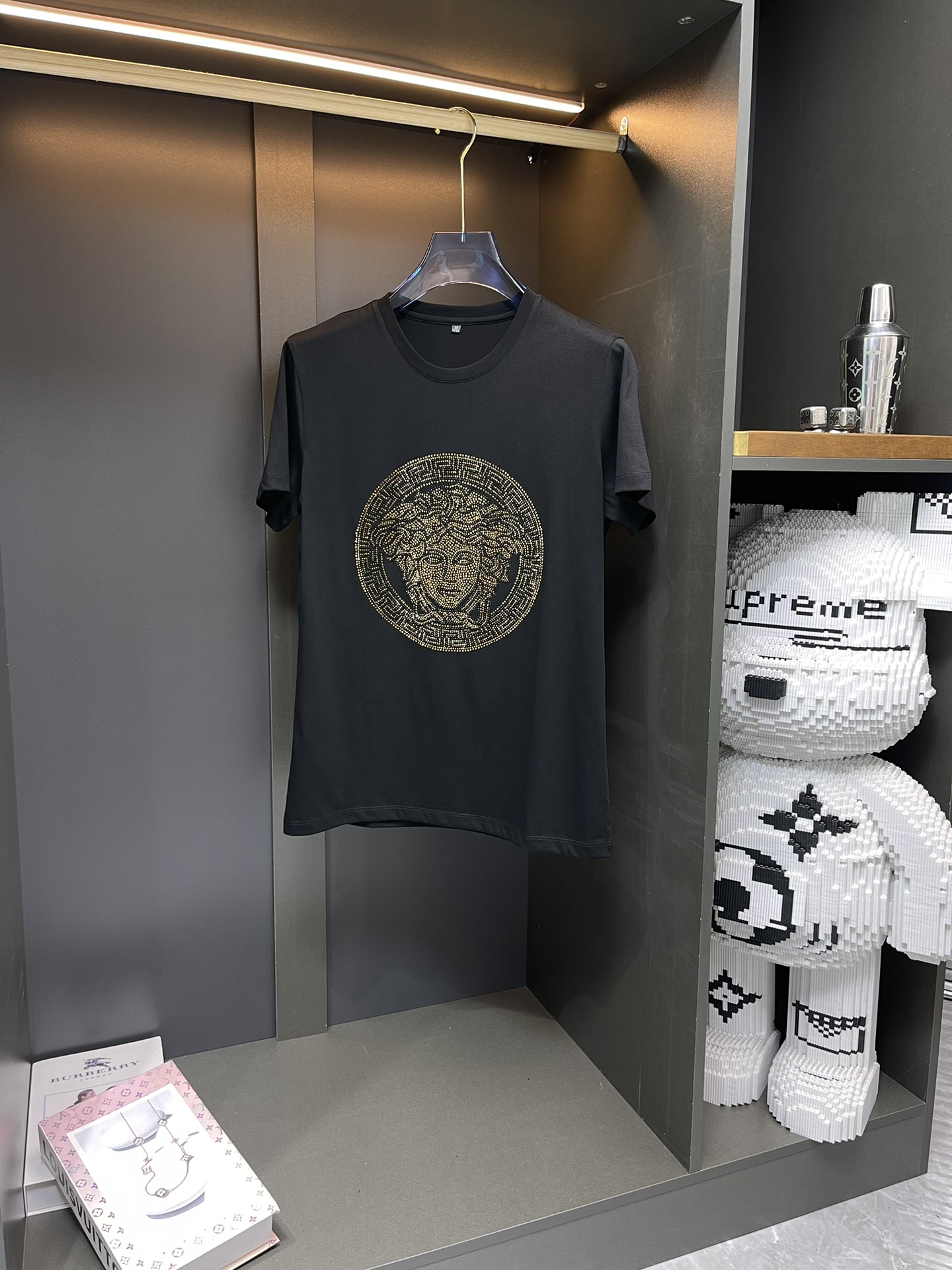 Buy 1:1
 Versace Clothing T-Shirt Unisex Cotton Mercerized Spring/Summer Collection Fashion Short Sleeve