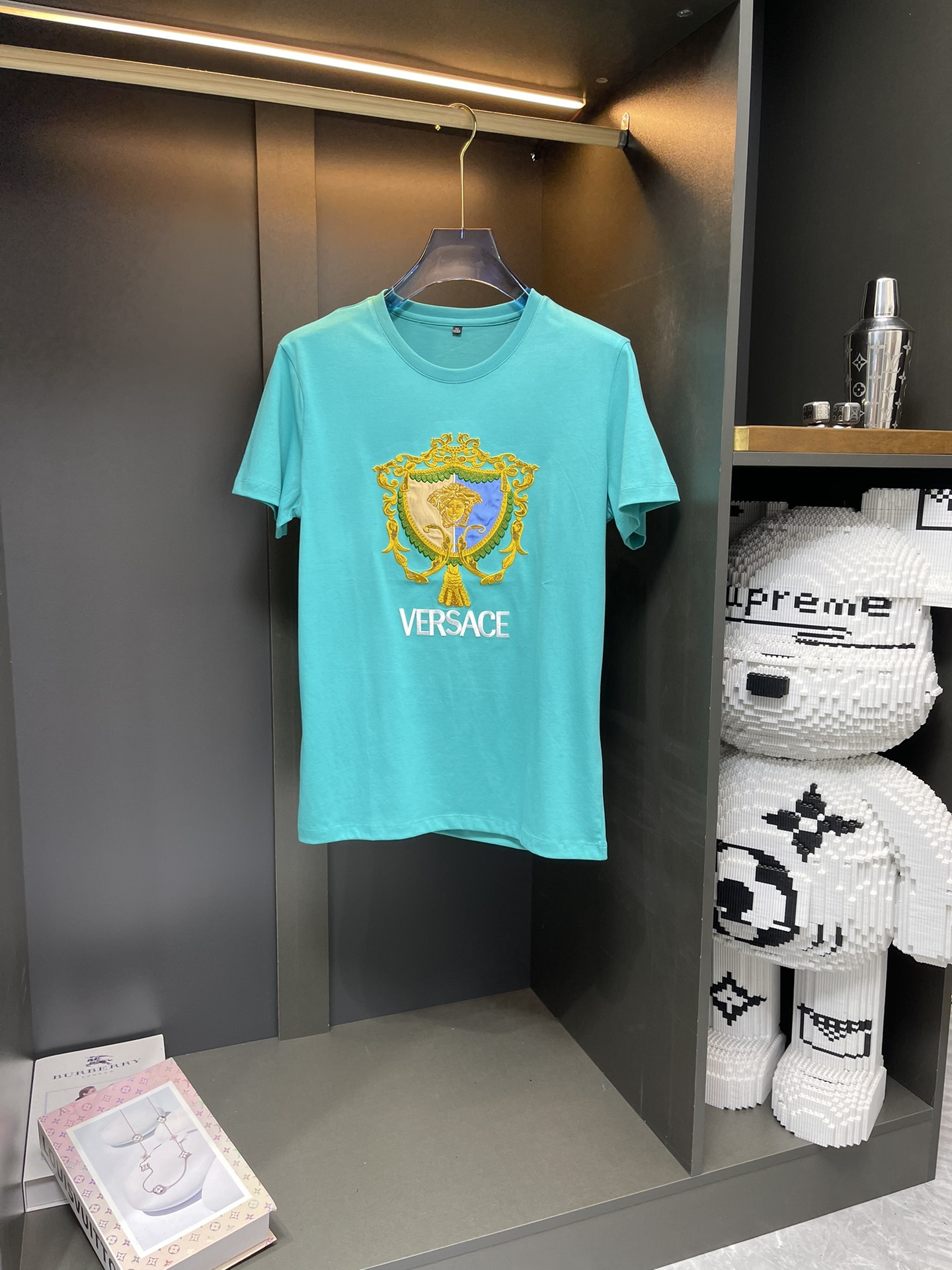 Versace Clothing T-Shirt Unisex Cotton Mercerized Spring/Summer Collection Fashion Short Sleeve