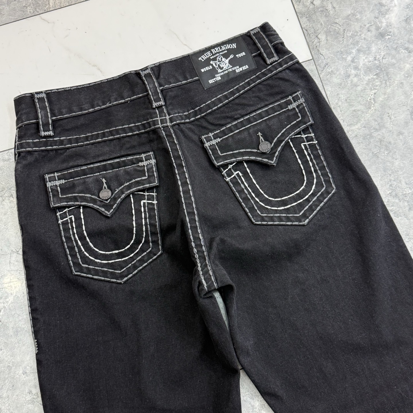 True Religion Men's Relaxed Straight Fit Black Jeans with White Stitching 5 i1752314401956 6922 0 3