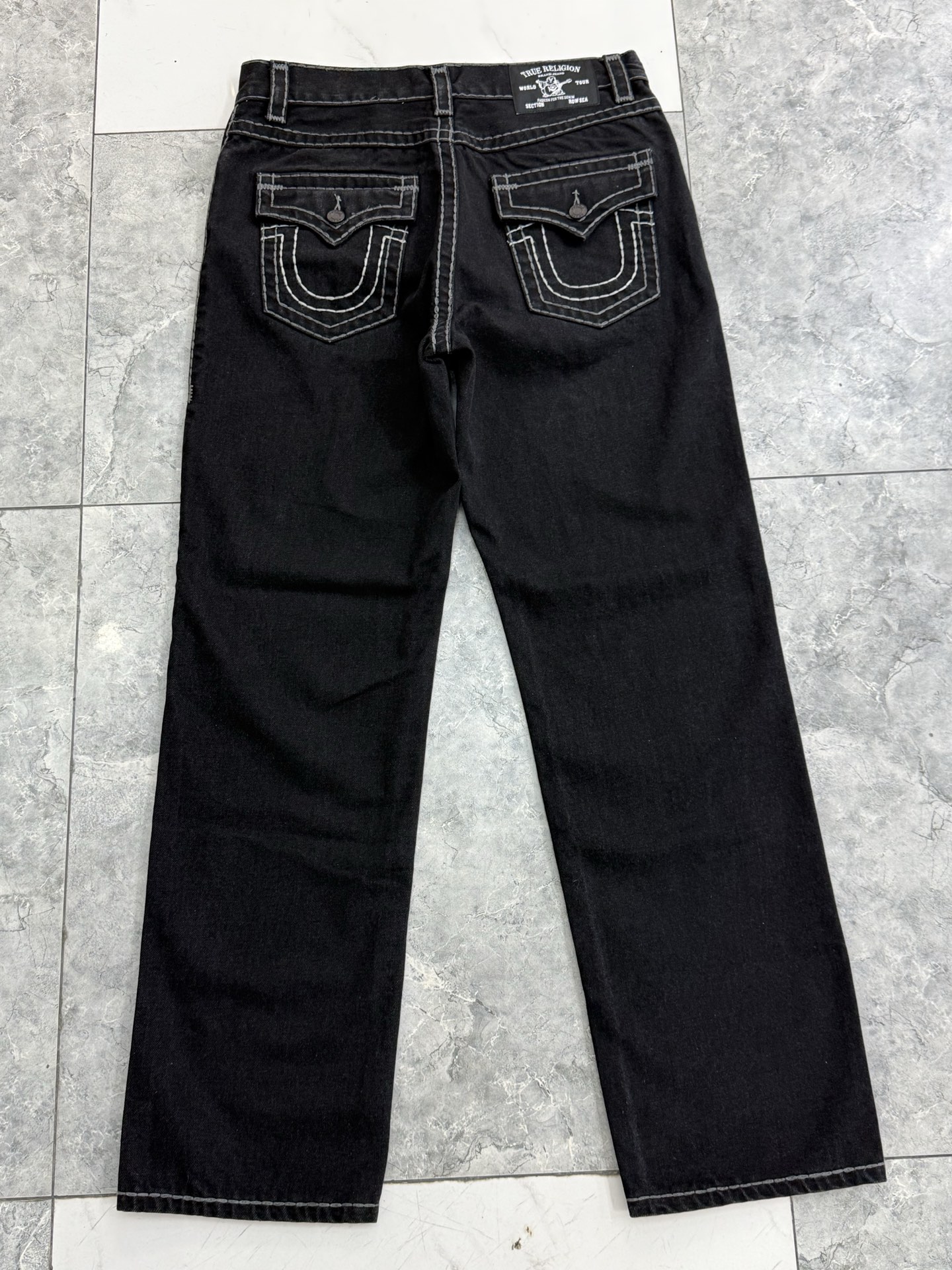 True Religion Men's Relaxed Straight Fit Black Jeans with White Stitching 7 i1752314401979 8123 0 5