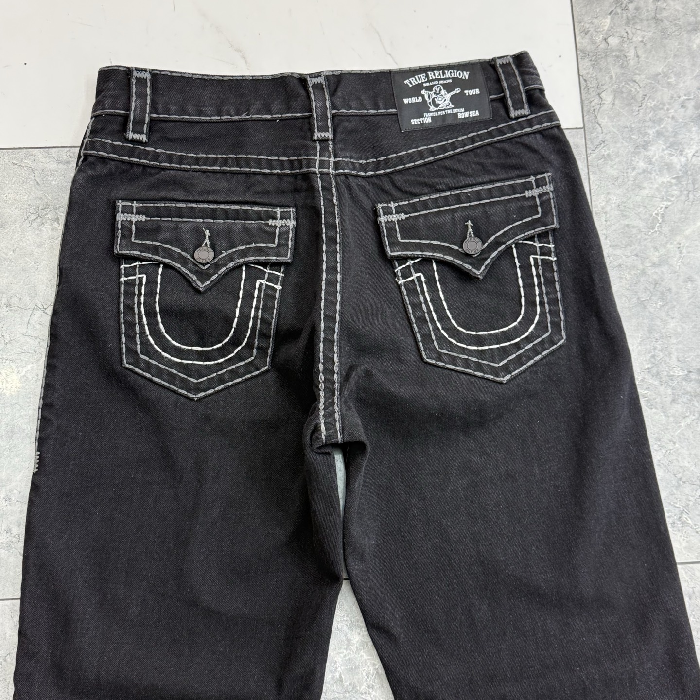True Religion Men's Relaxed Straight Fit Black Jeans with White Stitching 6 i1752314403003 6792 0 4