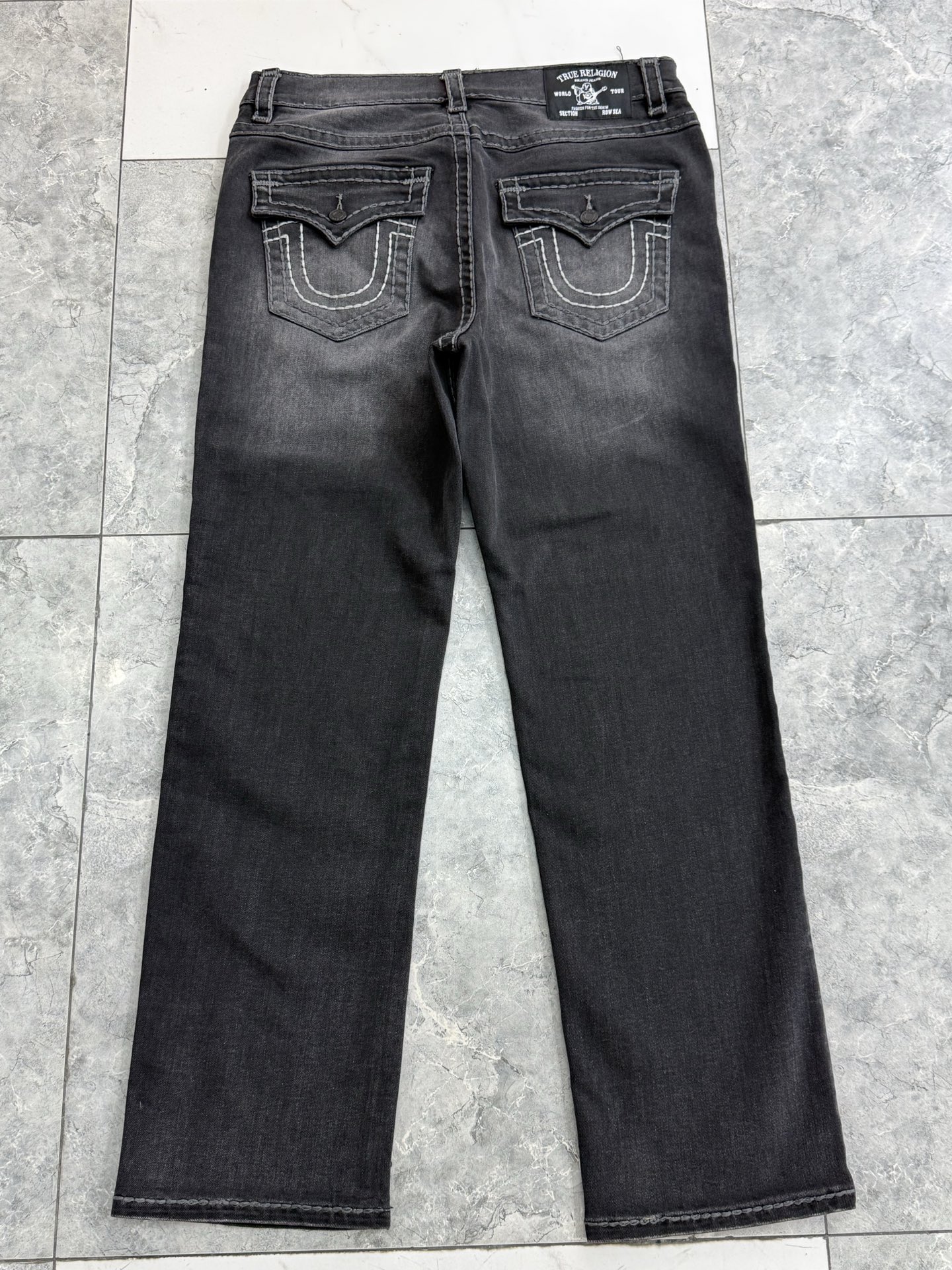 True Religion Men's Straight Leg Jeans Distressed Black with White Stitching 6 i1752314606155 1366 0 5