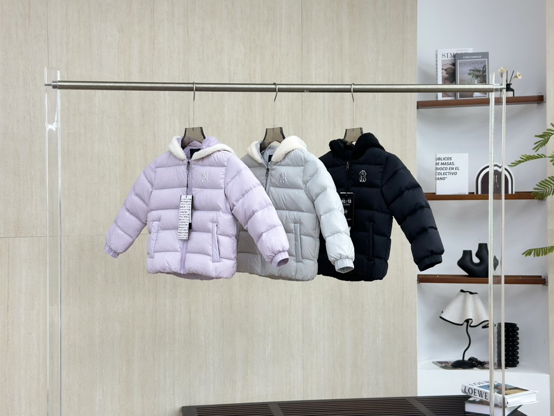 MLB 儿童字母标志羊羔毛连帽长袖羽绒服童装