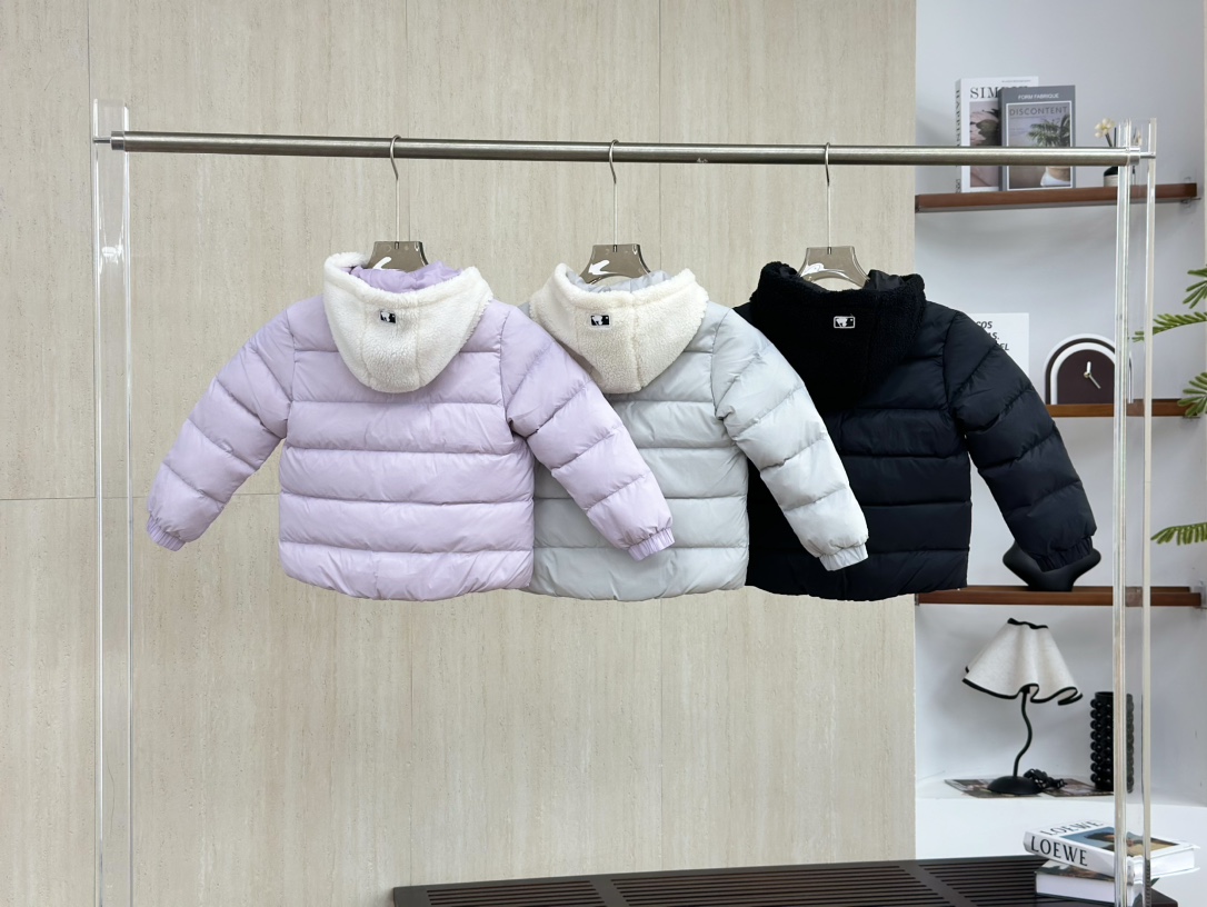 MLB 儿童字母标志羊羔毛连帽长袖羽绒服童装