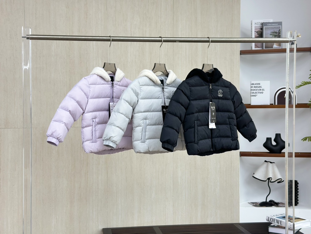 MLB 儿童字母标志羊羔毛连帽长袖羽绒服童装