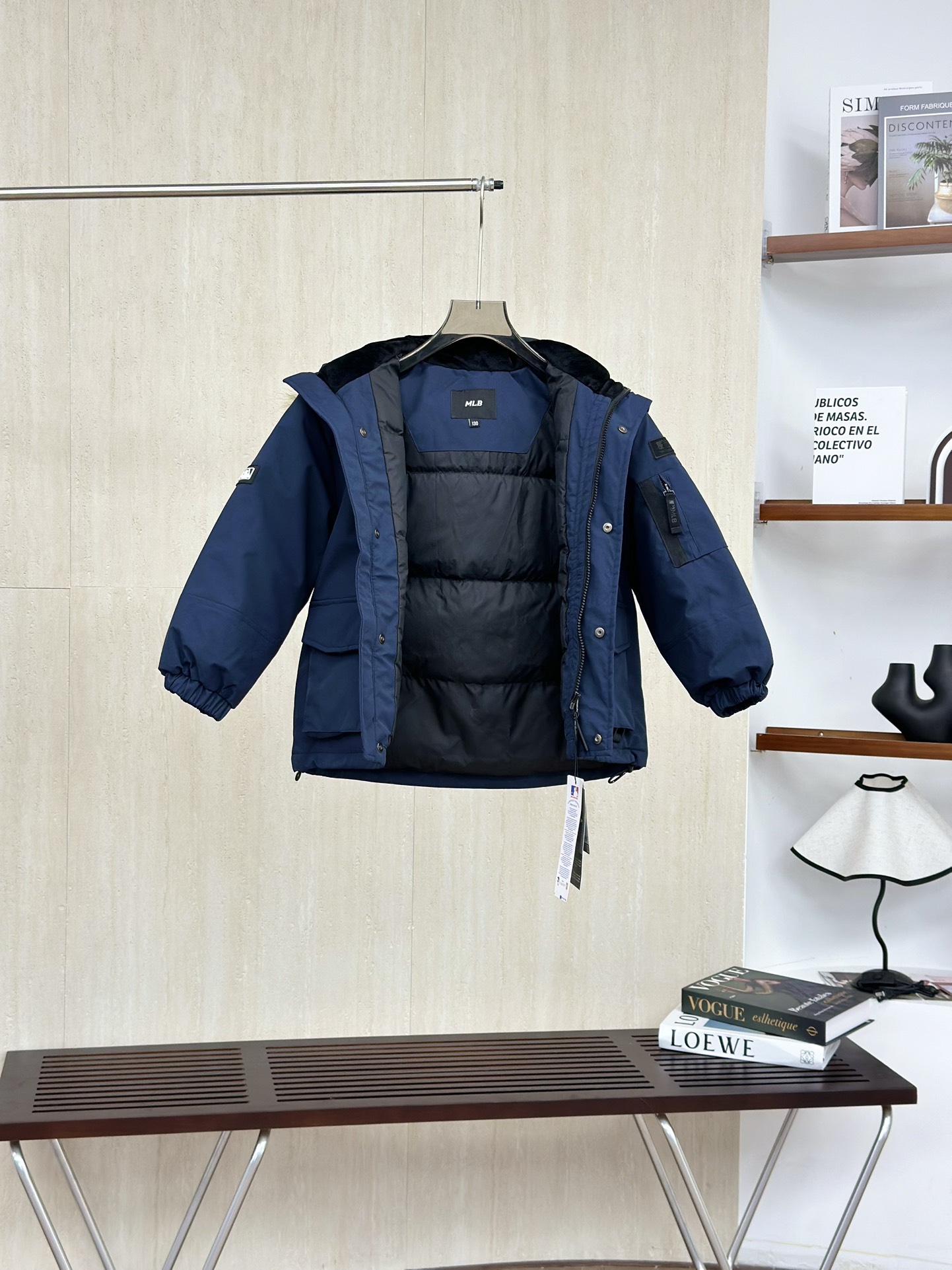 藏青 MLB纽约洋基队 儿童徽标大毛领工装/羽绒服-Chinese UA Cheap High Quatity Brand Clothes Bags handbags Sneakers wholesale wholesaler seller from China Factory suppliers Fashion Clothing Shoes best Quality Beautiful Price 藏青 MLB纽约洋基队 儿童徽标大毛领工装/羽绒服