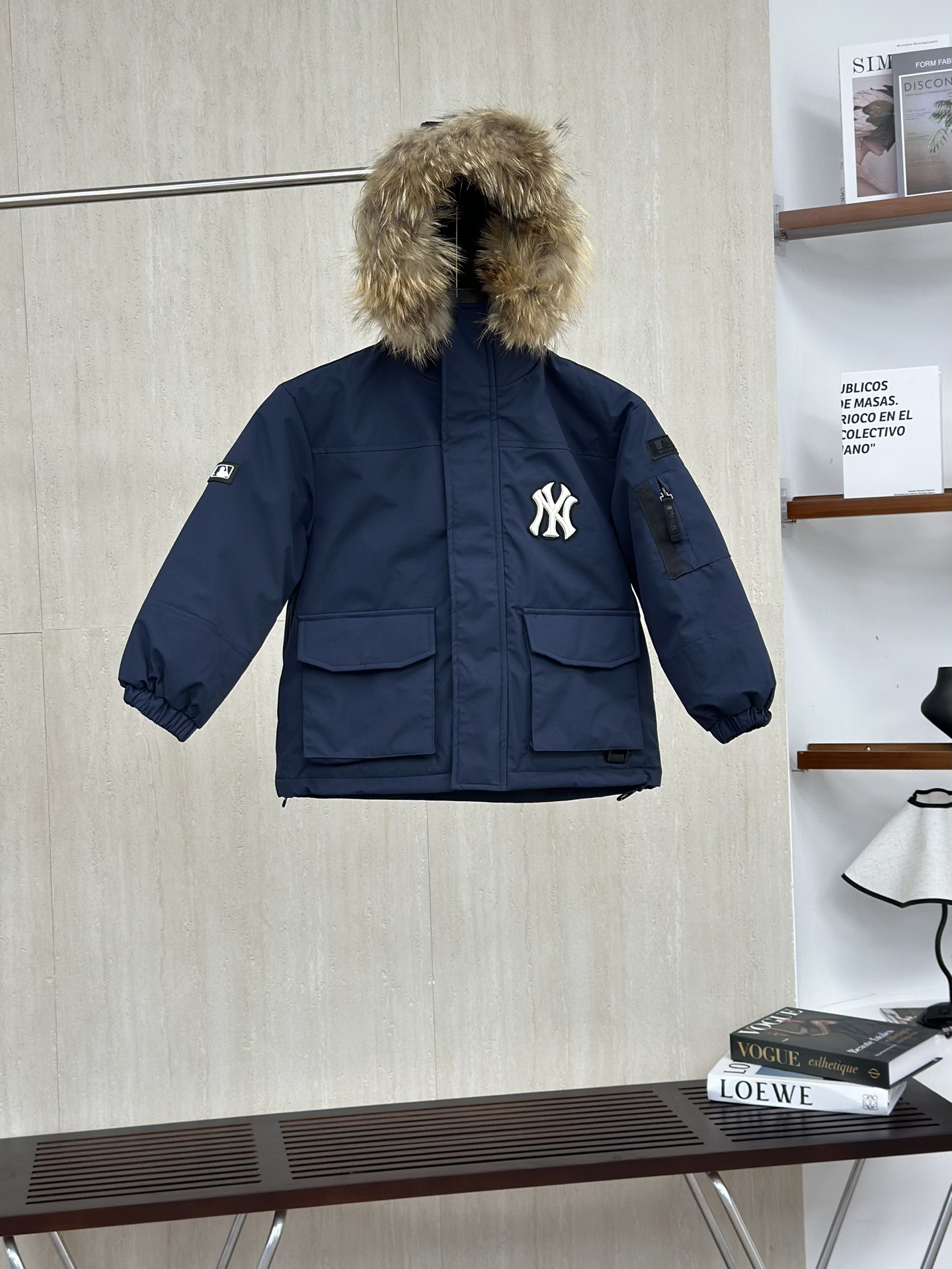 藏青 MLB纽约洋基队 儿童徽标大毛领工装/羽绒服-Chinese UA Cheap High Quatity Brand Clothes Bags handbags Sneakers wholesale wholesaler seller from China Factory suppliers Fashion Clothing Shoes best Quality Beautiful Price 藏青 MLB纽约洋基队 儿童徽标大毛领工装/羽绒服