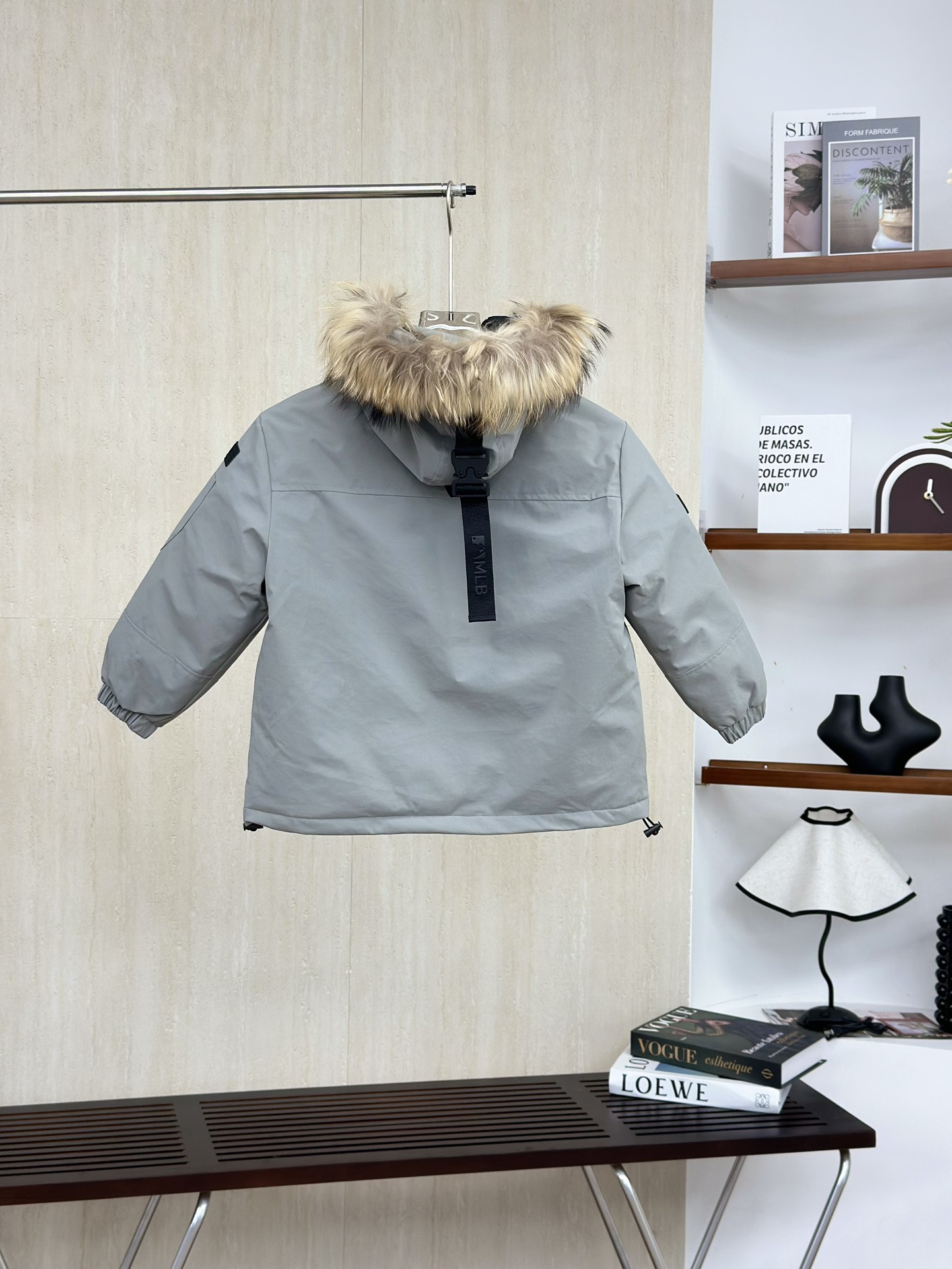 灰色 MLB纽约洋基队 儿童徽标大毛领工装/羽绒服