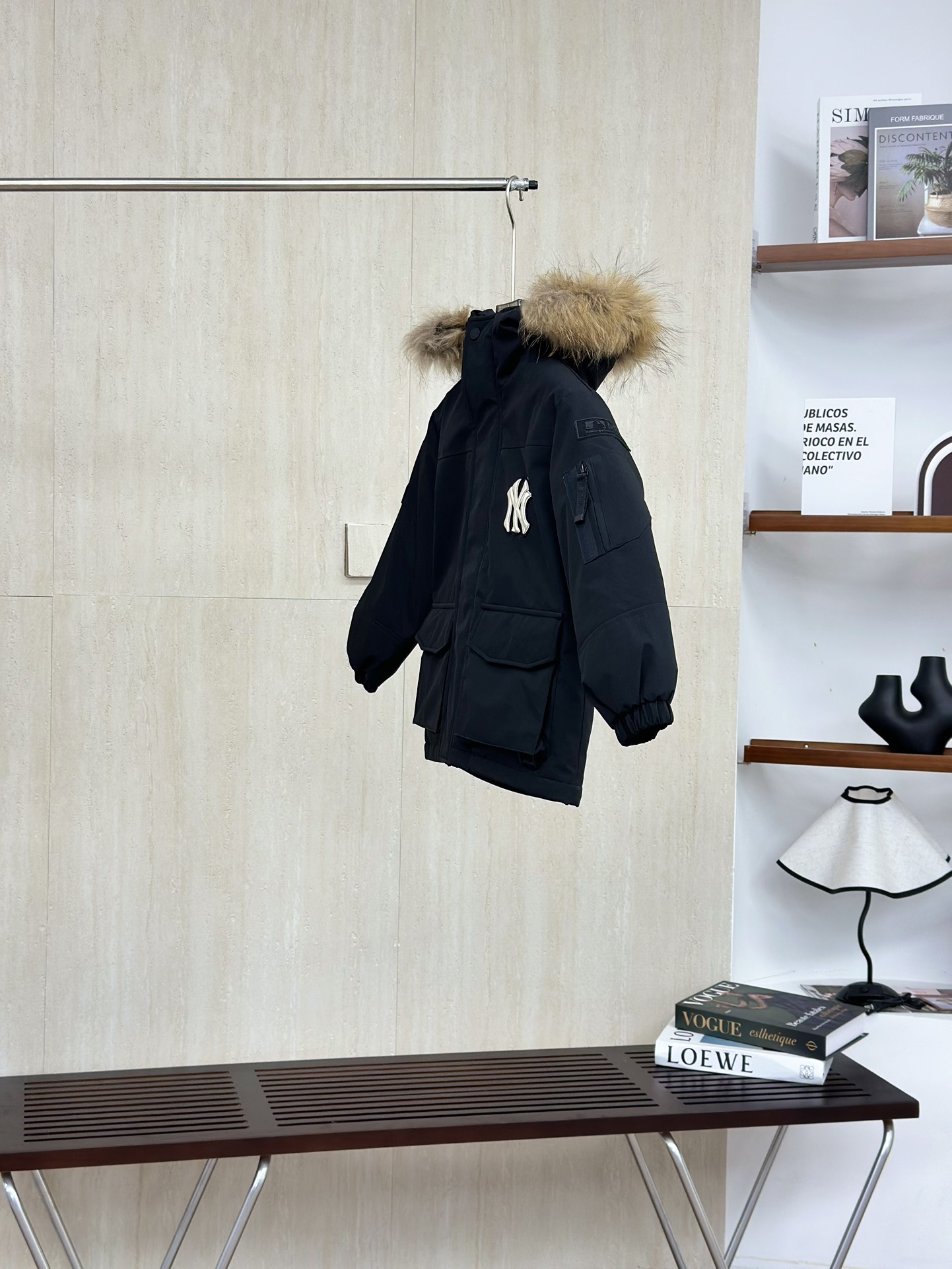 黑色 MLB纽约洋基队 儿童徽标大毛领工装/羽绒服