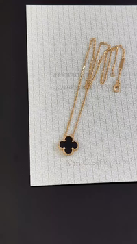 V金四叶草项链玫瑰金➕黑玛瑙