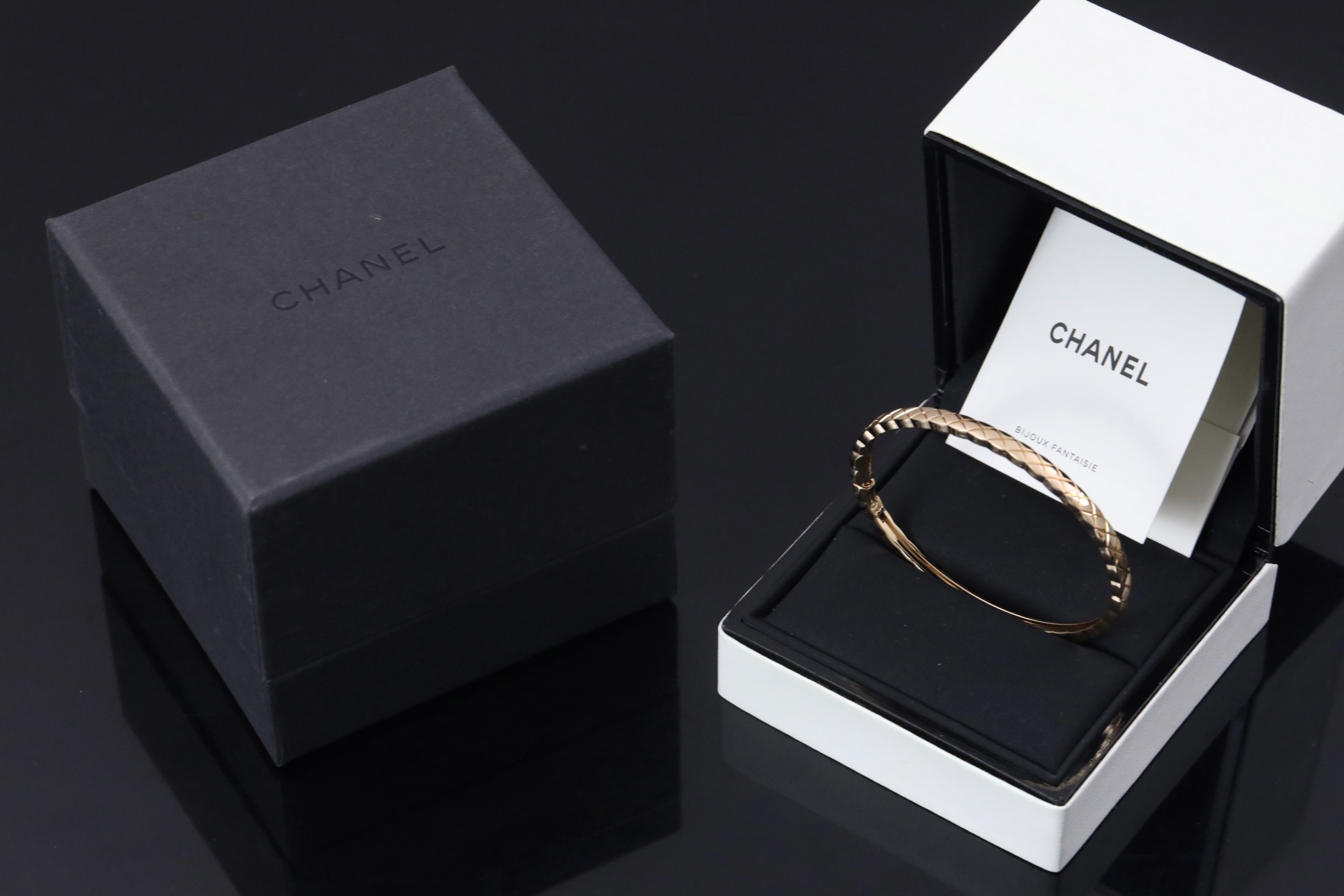 菱格光金窄版手镯 - 实V金版本CNC工艺