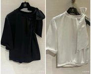 Chanel Clothing Pants & Trousers Shirts & Blouses T-Shirt Black White Spring/Summer Collection Short Sleeve