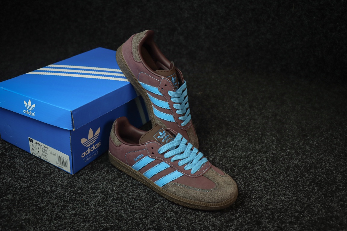 
adidas originals SAMBA OG 柔软舒适 防滑耐磨 低帮 训练鞋 棕色 海盐芝士
