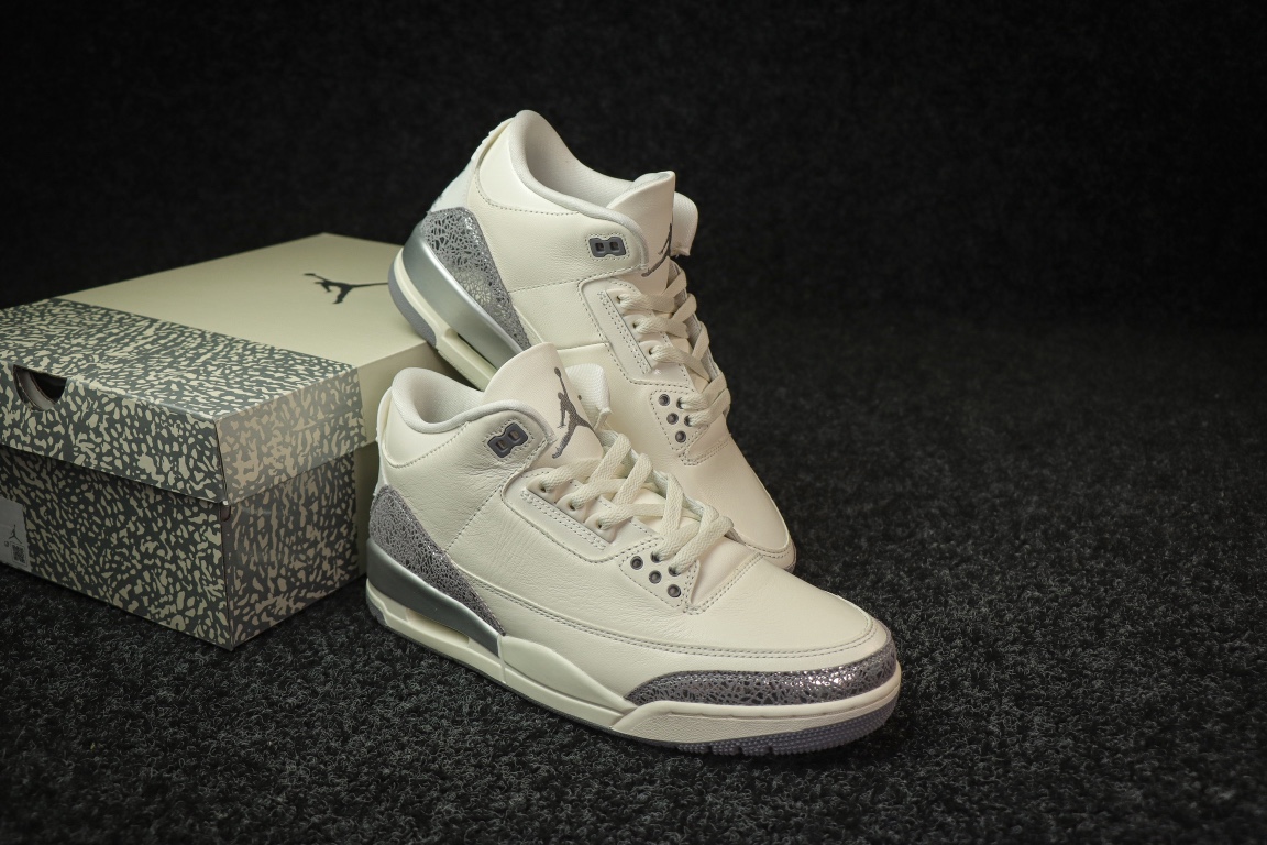 
OG纯原 Air Jordan AJ3 Retro 白灰液态银 
货号CK9246-100 
尺码：3