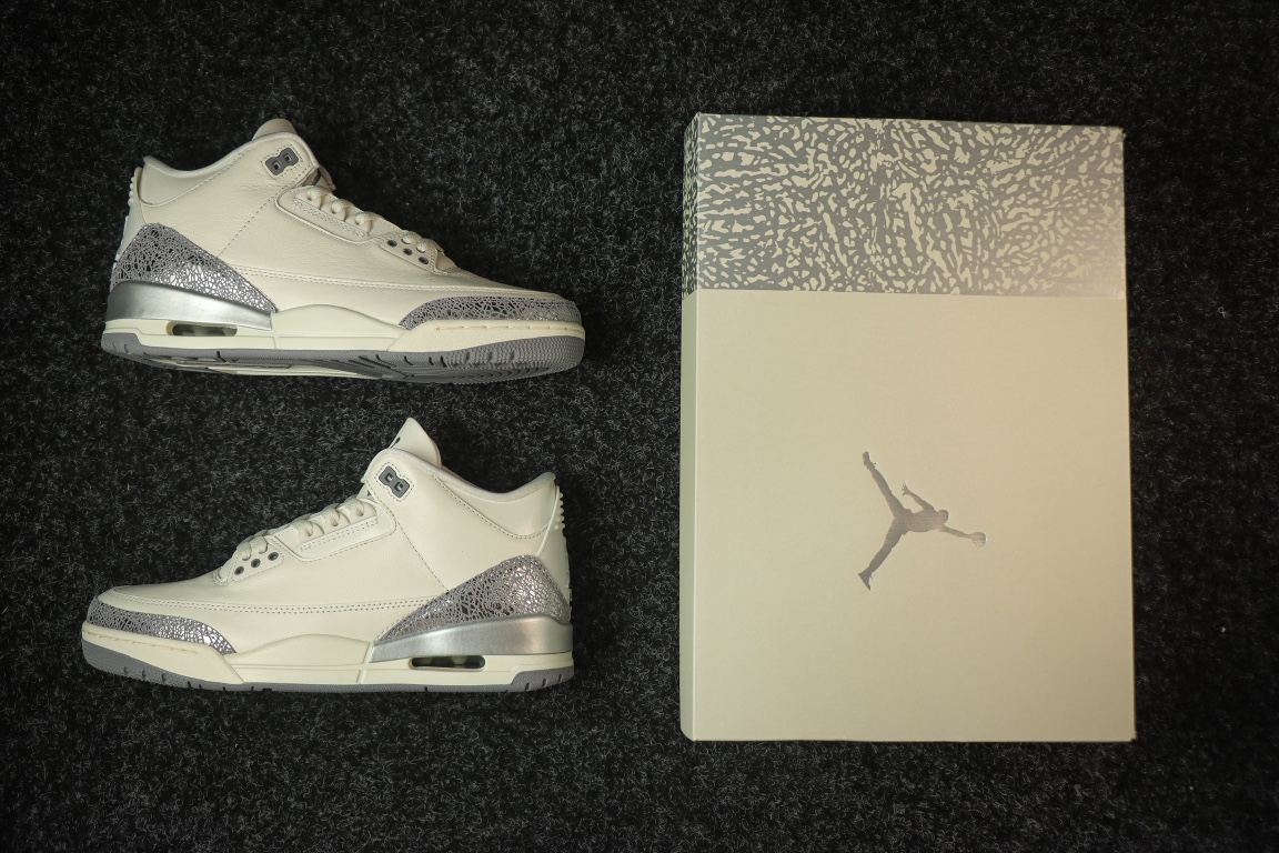 
OG纯原 Air Jordan AJ3 Retro 白灰液态银 
货号CK9246-100 
尺码：3