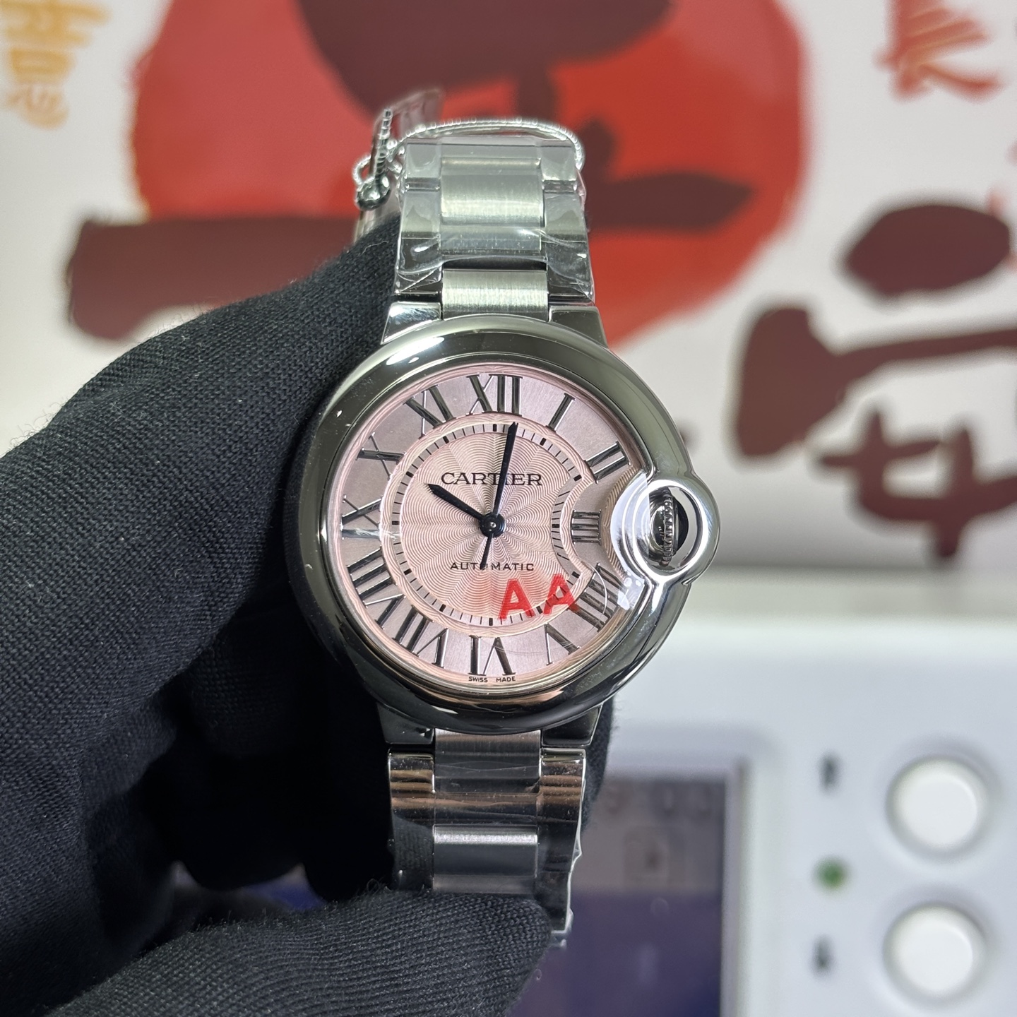 NO:945209,3K Cartier blue balloon 33mm pink 076 machine,,cartier198609093K 卡地亚 蓝气球33mm 粉色076机,,cartier,Watch