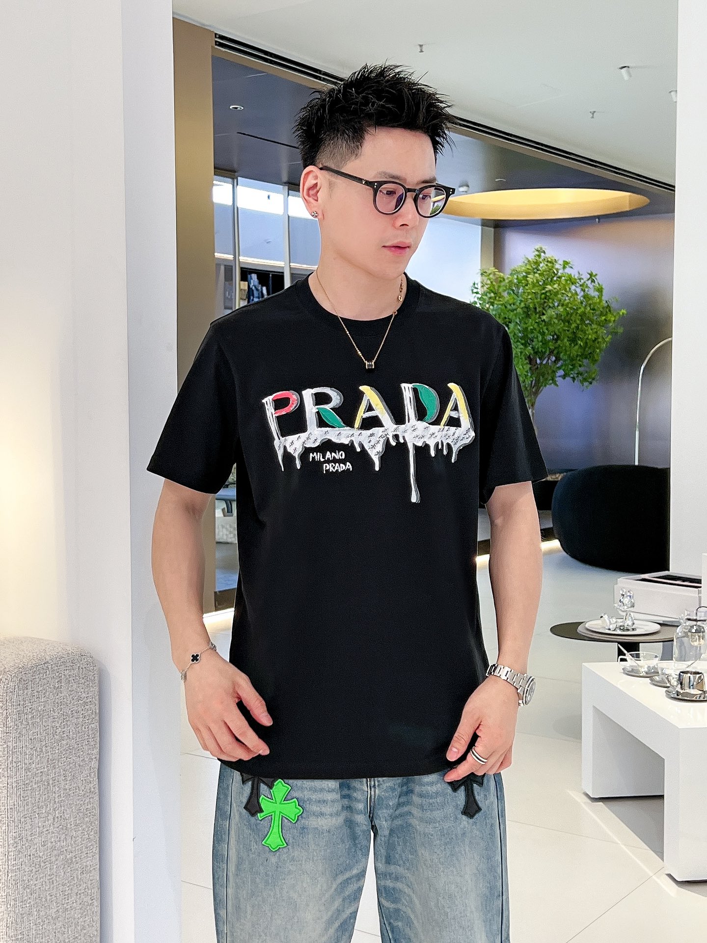 Prada Kleidung T-Shirt Frühling/Sommer Kollektion Fashion Kurzarm