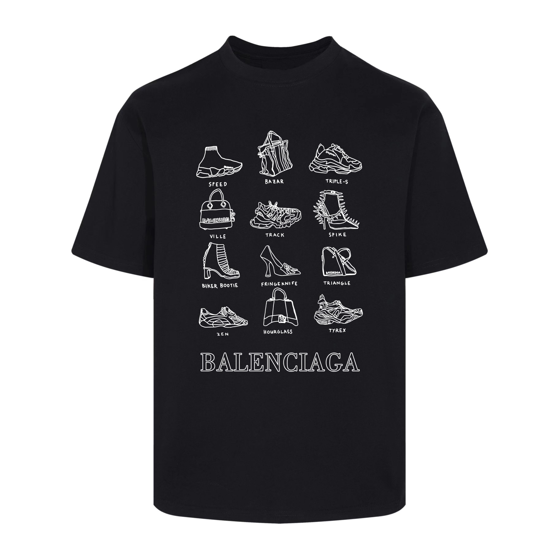 Balenciaga/巴黎世家 鞋包多Logo短袖T恤