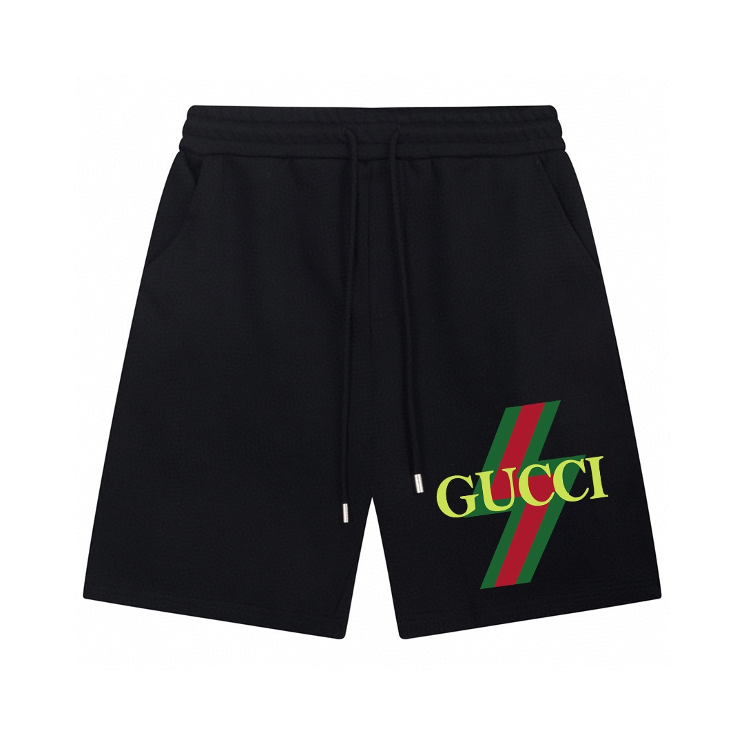 【Top】 GUC Gucci 24ss primavera/verano pantalones cortos estampados, tejido de algodón puro teñido y tejido a medida, gr…