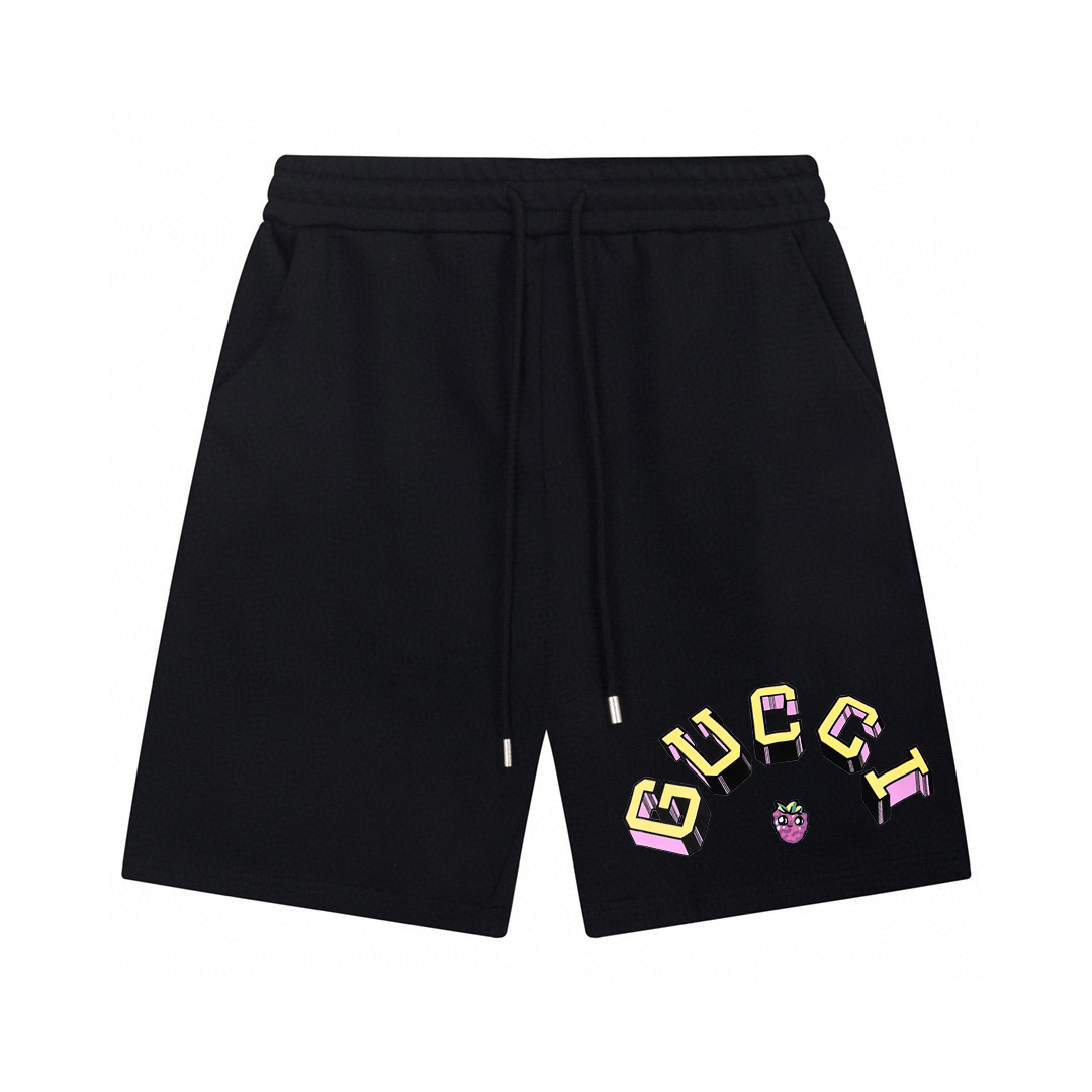 Gucci mirror quality
 Clothing Shorts Black White Printing Unisex Cotton Spring/Summer Collection