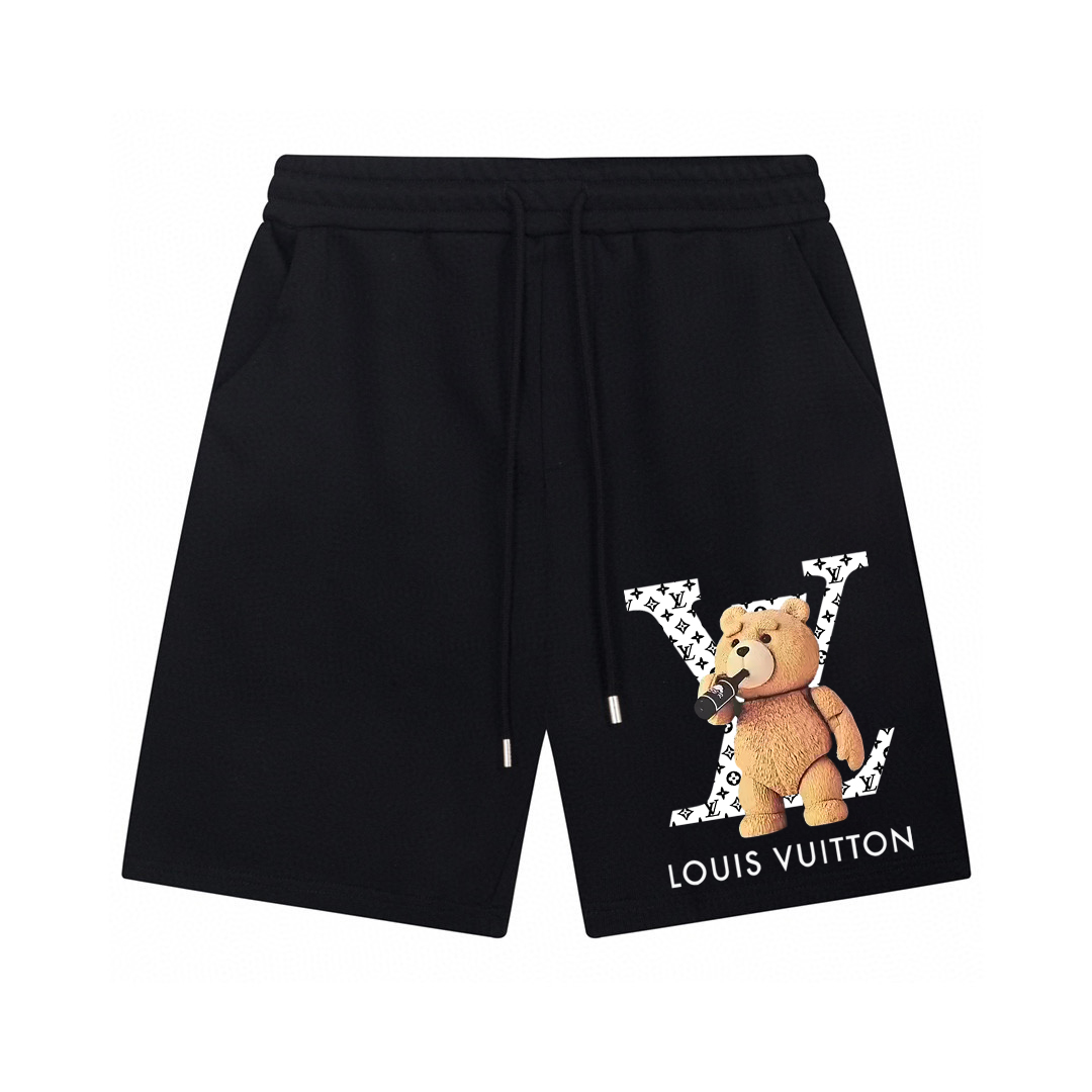 Louis Vuitton Clothing Shorts Black White Printing Unisex Cotton Spring/Summer Collection