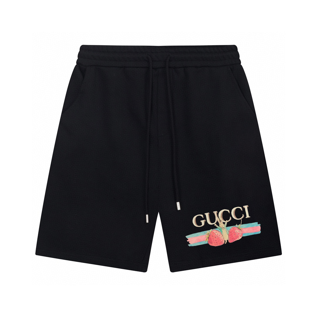 Gucci Clothing Shorts Black White Printing Unisex Cotton Spring/Summer Collection