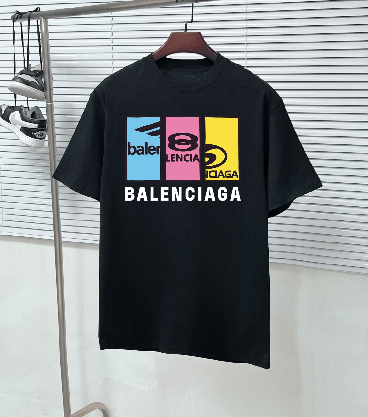 Balenciaga Clothing T-Shirt Black White Printing Unisex Cotton Fall/Winter Collection Fashion Short Sleeve