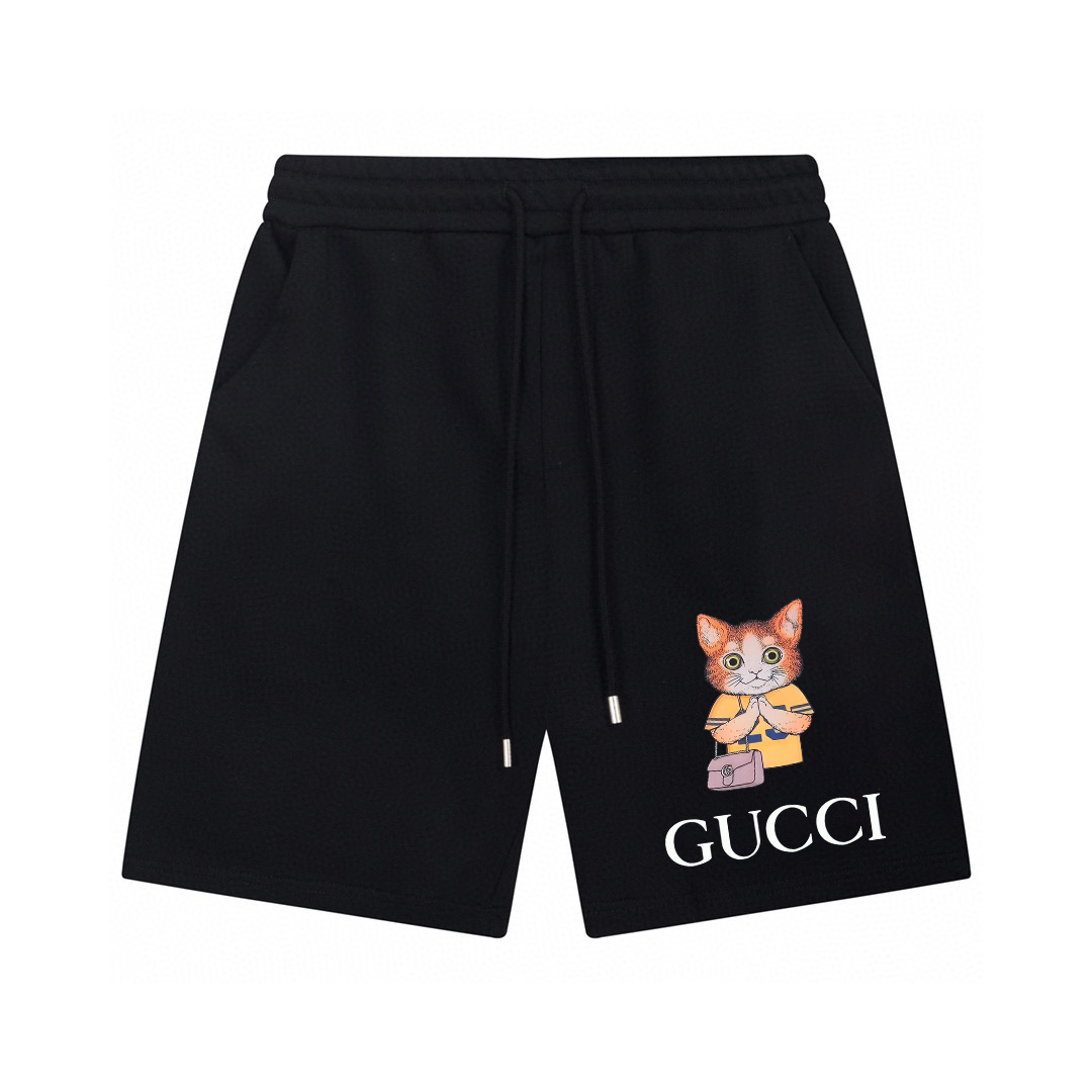 Gucci Clothing Shorts Black White Printing Unisex Cotton Spring/Summer Collection