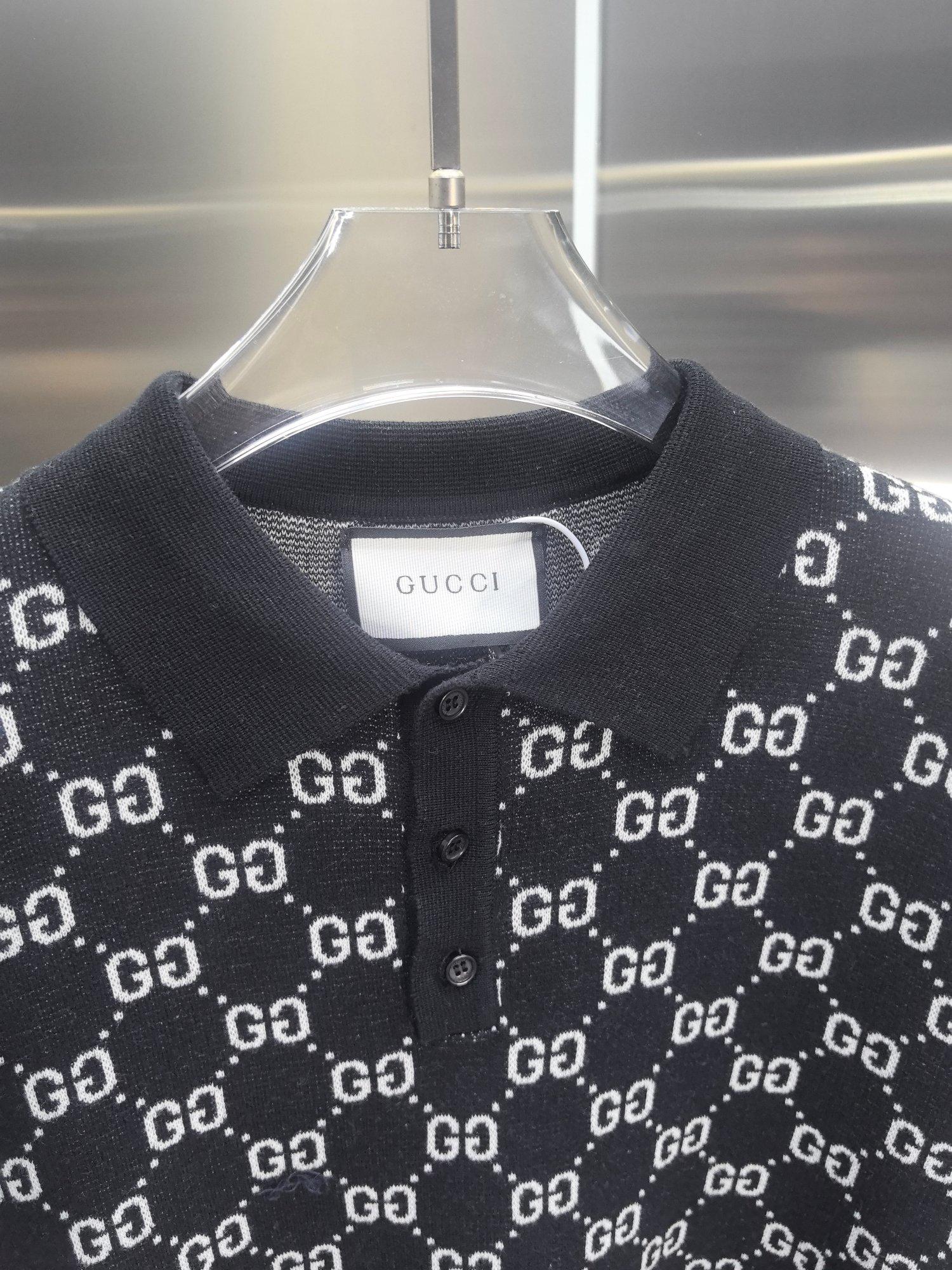 Gucci Jacquard Logo Knit Polo Shirt - Short Sleeve, Classic Fit 4 a1744649232992 8005