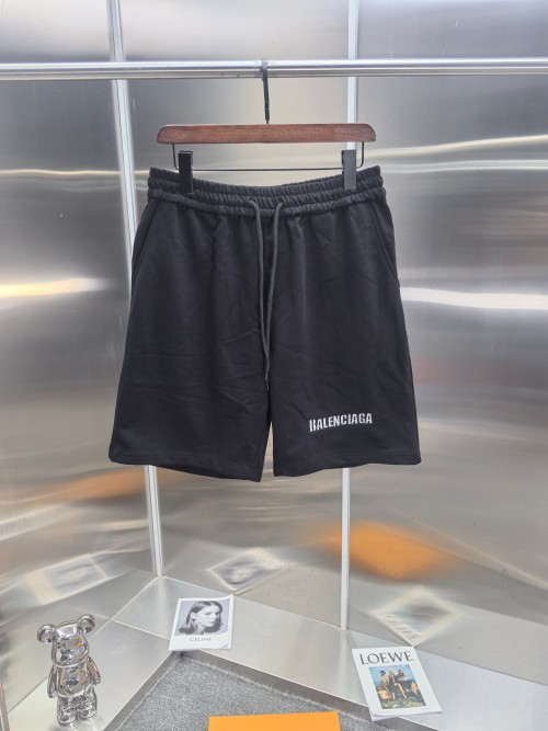 Balenciaga 25SS Embroidered Cotton Shorts - Unisex, Black, XS-L 1 Balenciaga 25SS Embroidered Cotton Shorts - Unisex, Black, XS-L