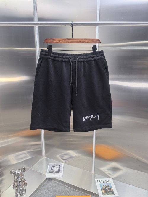 Balenciaga Men's Black Cotton Blend Embroidered Logo Shorts - Casual Comfort 1 Balenciaga Men's Black Cotton Blend Embroidered Logo Shorts - Casual Comfort