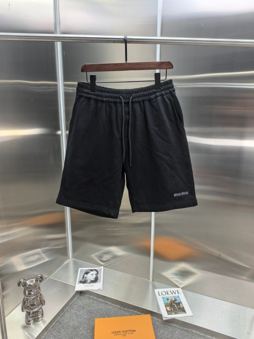 Miu Miu 25SS Spring/Summer Printed Cotton Shorts - Unisex, Black, XS-L 1 Miu Miu 25SS Spring/Summer Printed Cotton Shorts - Unisex, Black, XS-L