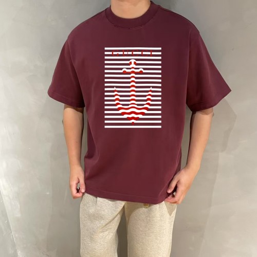 Graphic Print Oversized T-Shirt with Anchor Design - Cotton Blend