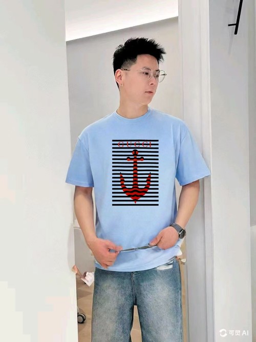 Gucci Anchor Print Cotton T-Shirt Designer Crewneck Tee 1 Gucci Anchor Print Cotton T-Shirt Designer Crewneck Tee