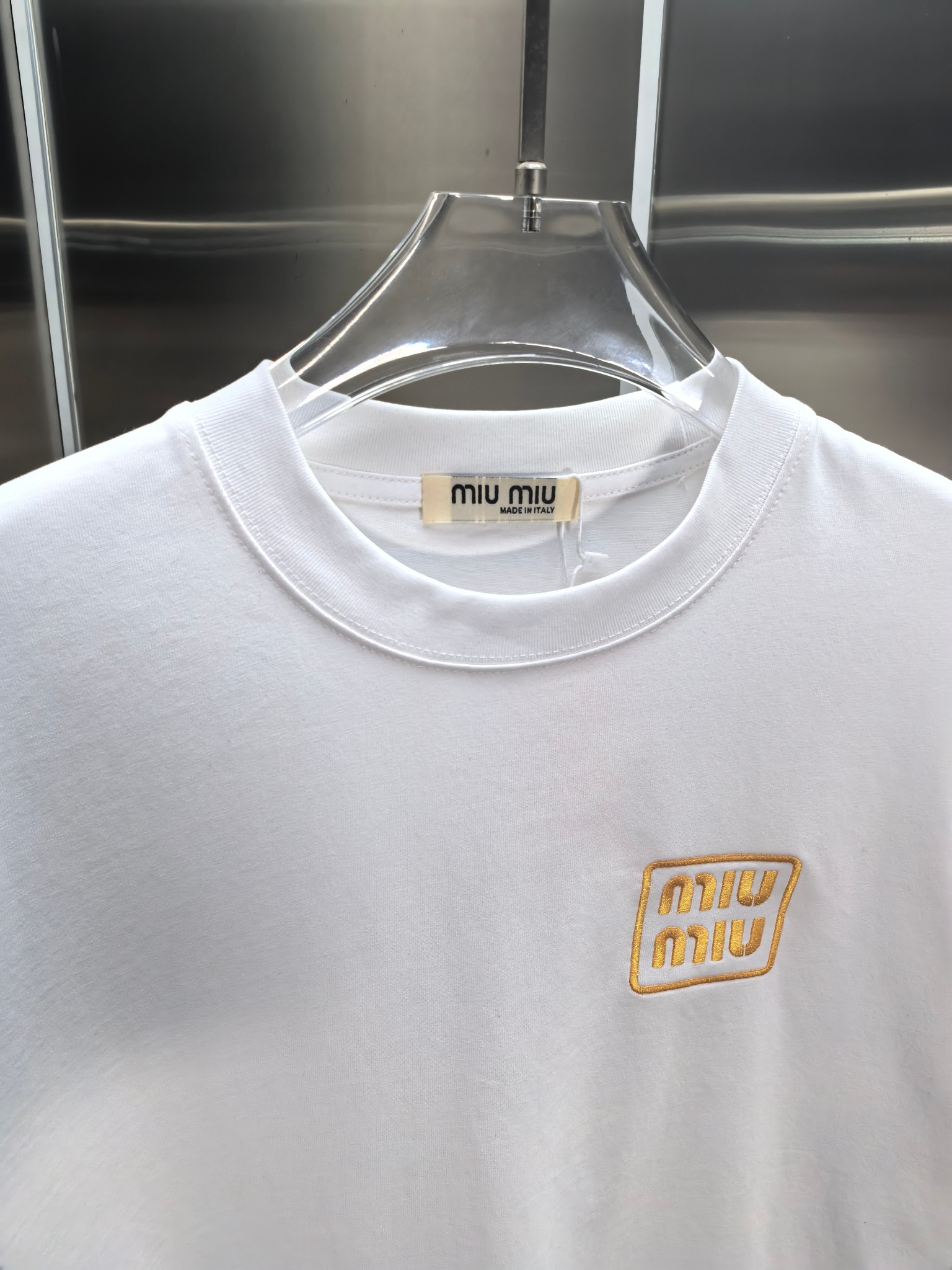 Miu Miu Embroidered Logo Cotton T-Shirt - Unisex Premium Tee 4 a1746947791078 0332