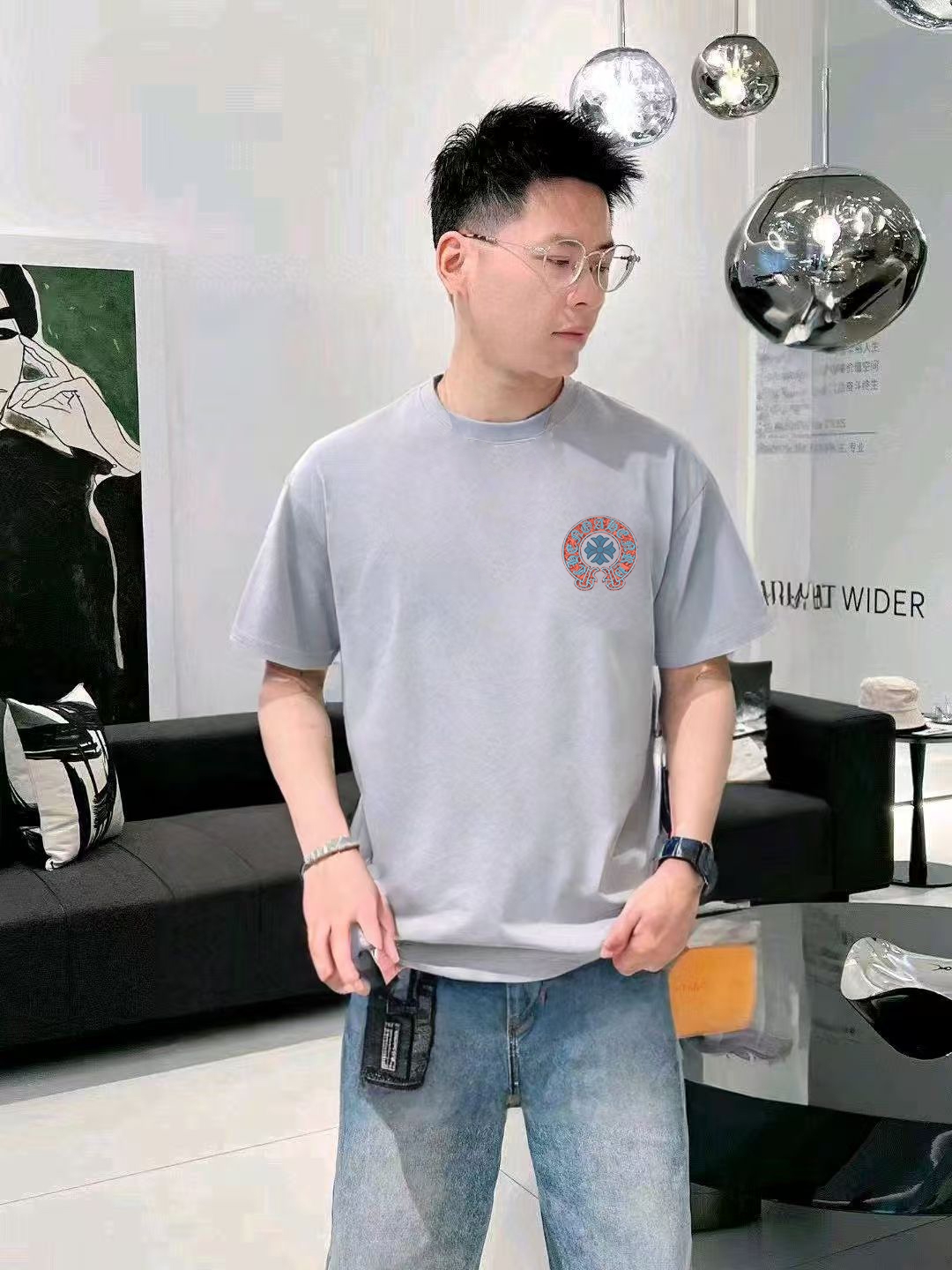 Chrome Hearts Printed Short Sleeve T-Shirt Round Neck Cotton Casual Tops 2 a1747140774627 2146