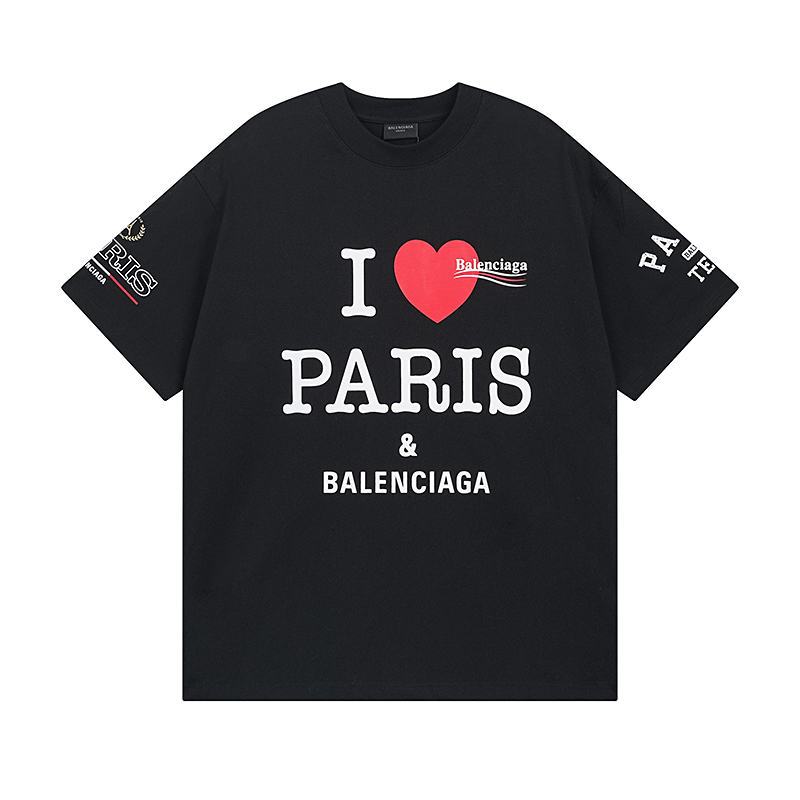 P85 细节图 【顶级版本.官网品质】 #BALENCIGA巴黎##巴黎25SS限定I[爱心]PARIS系列POLCAMP多元化印花短袖#官方原版一比一完美复刻 面料采用260g巴黎专用双纱高克重1比1双纱罗纹 舒适透气不变形 前后幅左右…
