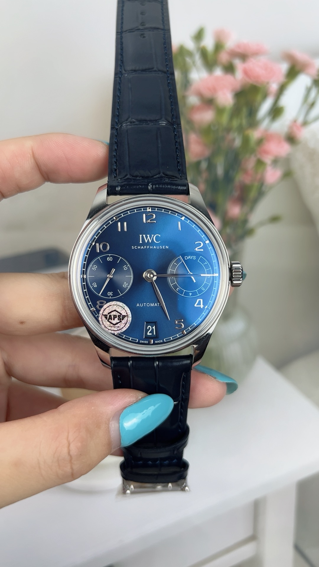 NO:541699,as new Portuguese 7 blue plate,19860909as 新款葡七 蓝盘,,Watch